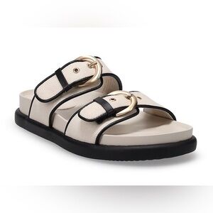 Women's Sonoma Nannette Cream and Black Slide Sandals sz 8